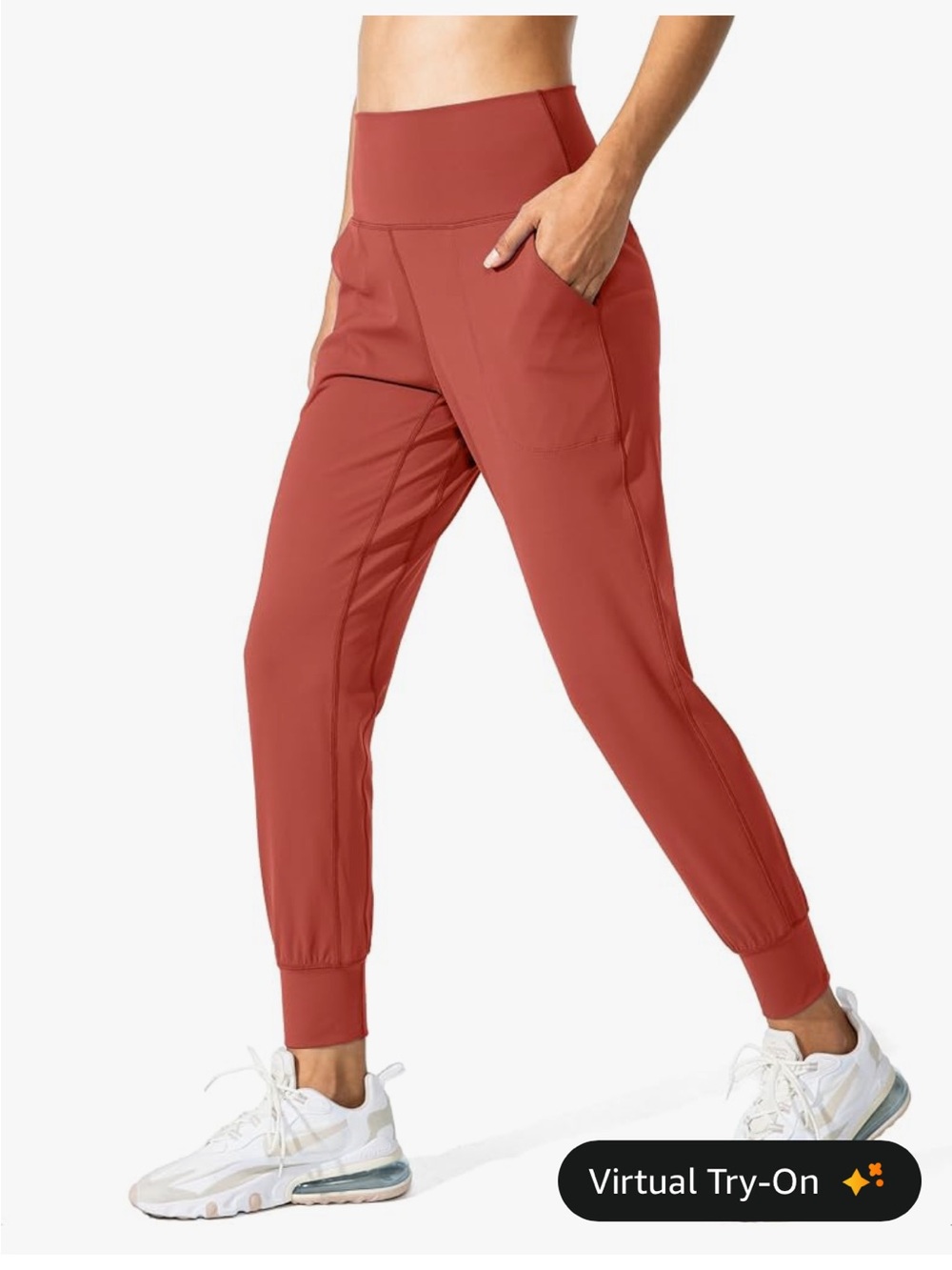 High-Waist Track Joggers in Rust Red